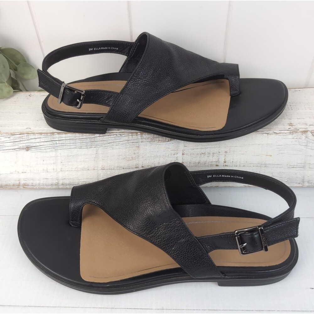 Vionic Ella Toe Loop Sandal Black Leather Women’s 9M Arch Support Comfort Shoes - Picture 10 of 13
